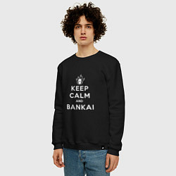 Свитшот хлопковый мужской Keep calm and bankai - Bleach, цвет: черный — фото 2