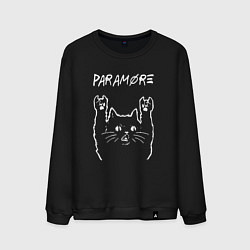 Свитшот хлопковый мужской Paramore рок кот, цвет: черный