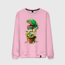 Свитшот хлопковый мужской Плотоядный цветок из игры Марио, цвет: светло-розовый