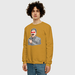 Свитшот хлопковый мужской Сталин влюблён, цвет: горчичный — фото 2