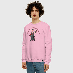 Свитшот хлопковый мужской Черный кролик убегает, цвет: светло-розовый — фото 2