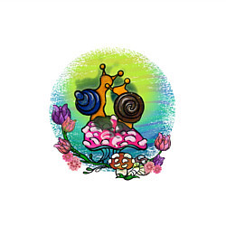 Свитшот хлопковый мужской Улитки на грибе любуются закатом, цвет: белый — фото 2