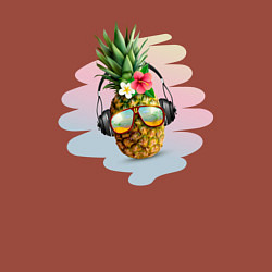 Свитшот хлопковый мужской Лето - ананас в наушниках и очках, цвет: кирпичный — фото 2