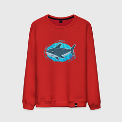 Свитшот хлопковый мужской Мультяшная акула под водой, цвет: красный