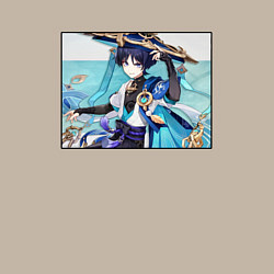 Свитшот хлопковый мужской Скарамучча Геншин импакт, цвет: миндальный — фото 2