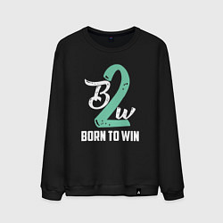 Свитшот хлопковый мужской Born to win, цвет: черный