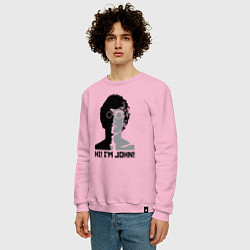 Свитшот хлопковый мужской Джон Леннон - портрет, цвет: светло-розовый — фото 2