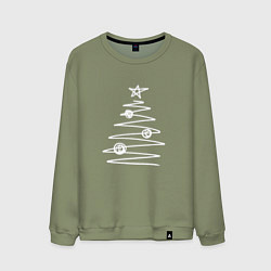 Мужской свитшот Графичная новогодняя белая ёлка