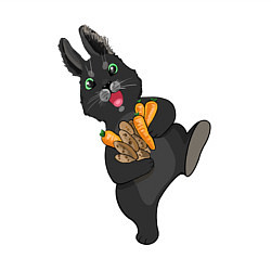 Свитшот хлопковый мужской Черный кролик с морковкой, цвет: белый — фото 2