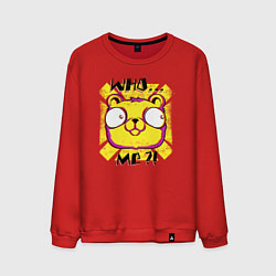 Свитшот хлопковый мужской Медведь с большими глазами поп арт, цвет: красный