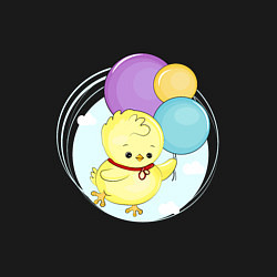 Свитшот хлопковый мужской Цыпленок с воздушными шарами, цвет: черный — фото 2