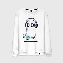 Мужской свитшот Прикольный призрак в наушниках