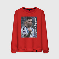 Свитшот хлопковый мужской Viva la Argentina - Lionel Messi - world champion, цвет: красный