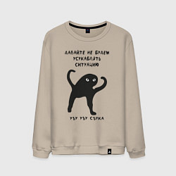 Свитшот хлопковый мужской ЪУЪ СЪУКА Ситуация, цвет: миндальный