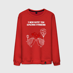 Свитшот хлопковый мужской У меня насчёт тебя серьёзные отношения, цвет: красный