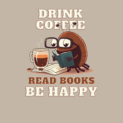 Свитшот хлопковый мужской Drink Coffee, Read Books, Be Happy, цвет: миндальный — фото 2