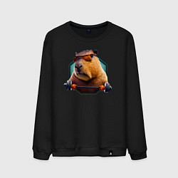Свитшот хлопковый мужской Спортивная капибара, цвет: черный