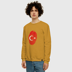 Свитшот хлопковый мужской Отпечаток Турции, цвет: горчичный — фото 2
