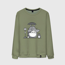 Свитшот хлопковый мужской Тоторо с зонтиком, цвет: авокадо