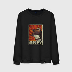 Свитшот хлопковый мужской Obey frog, цвет: черный