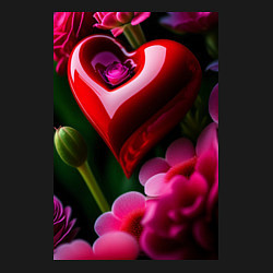 Свитшот хлопковый мужской Сердце с цветами, цвет: черный — фото 2