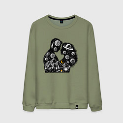 Свитшот хлопковый мужской Влюбленная парочка, цвет: авокадо