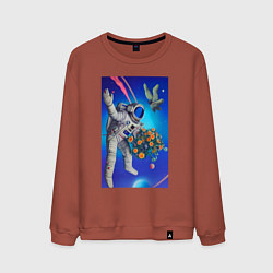 Свитшот хлопковый мужской День святого Валентина в космосе - нейросеть, цвет: кирпичный