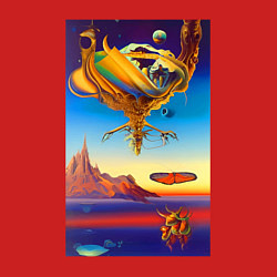 Свитшот хлопковый мужской Космическое спокойствие - нейросеть - сюрреализм, цвет: красный — фото 2