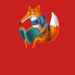 Свитшот хлопковый мужской Лисица читает книгу, цвет: красный — фото 2