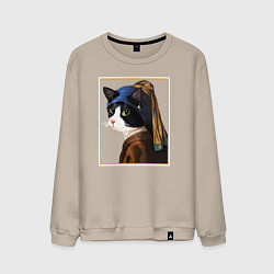 Мужской свитшот Кошечка с жемчужной сережкой Ян Вермеер