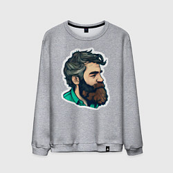 Свитшот хлопковый мужской Мужчина с бородой, цвет: меланж