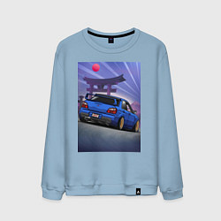Свитшот хлопковый мужской Быстрая машина под аркой, цвет: мягкое небо
