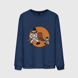 Свитшот хлопковый мужской Шоу Щекотки и Царапки, цвет: тёмно-синий