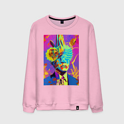Свитшот хлопковый мужской Andy Warhol - neural network - pop art, цвет: светло-розовый
