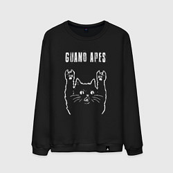 Свитшот хлопковый мужской Guano Apes рок кот, цвет: черный