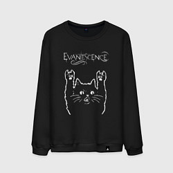 Свитшот хлопковый мужской Evanescence рок кот, цвет: черный