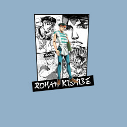 Свитшот хлопковый мужской Рохан Кишибэ на фоне манги, цвет: мягкое небо — фото 2