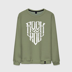 Свитшот хлопковый мужской Rock and Roll щит, цвет: авокадо