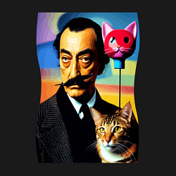 Свитшот хлопковый мужской Salvador Dali and cat, цвет: черный — фото 2