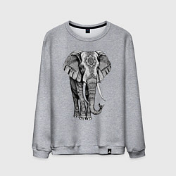 Свитшот хлопковый мужской Нарисованный слон, цвет: меланж