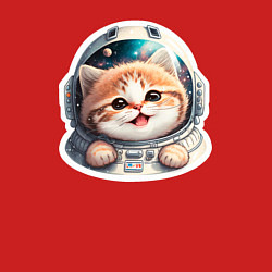 Свитшот хлопковый мужской Котик-космонавт, цвет: красный — фото 2
