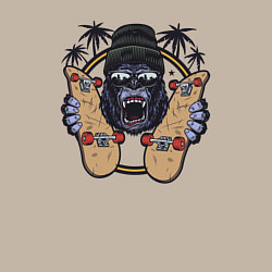 Свитшот хлопковый мужской Обезьяна со скейтбордами, цвет: миндальный — фото 2