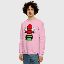 Свитшот хлопковый мужской Марио с газетой, цвет: светло-розовый — фото 2