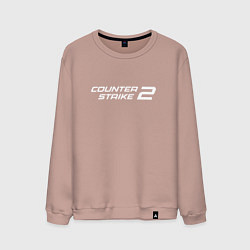 Свитшот хлопковый мужской Counter strike 2 лого белый, цвет: пыльно-розовый
