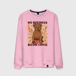 Свитшот хлопковый мужской No business before coffee, цвет: светло-розовый