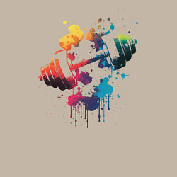 Свитшот хлопковый мужской Иллюстрация гантели, цвет: миндальный — фото 2