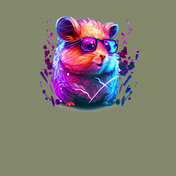 Свитшот хлопковый мужской Красочный хомяк в очках, цвет: авокадо — фото 2