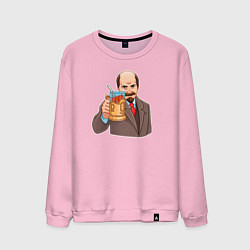 Свитшот хлопковый мужской Ленин пьёт чай, цвет: светло-розовый