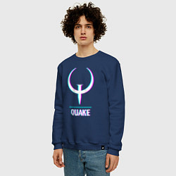 Свитшот хлопковый мужской Quake в стиле glitch и баги графики, цвет: тёмно-синий — фото 2