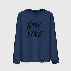 Свитшот хлопковый мужской Hate love Face, цвет: тёмно-синий